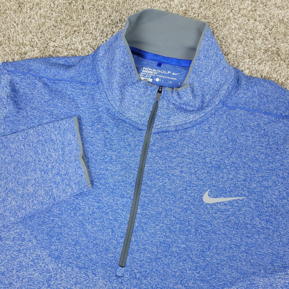 Nike Golf Dri Fit Mens Large Blue Performance Stretch Quarter Zip